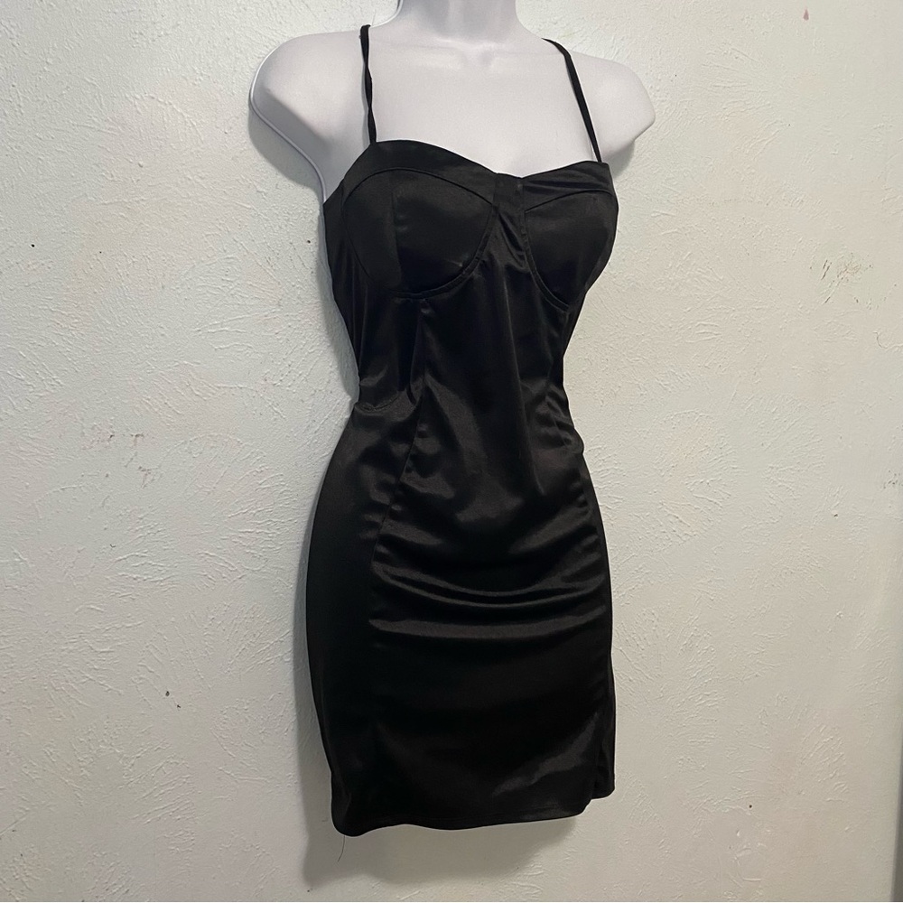Black satin dress